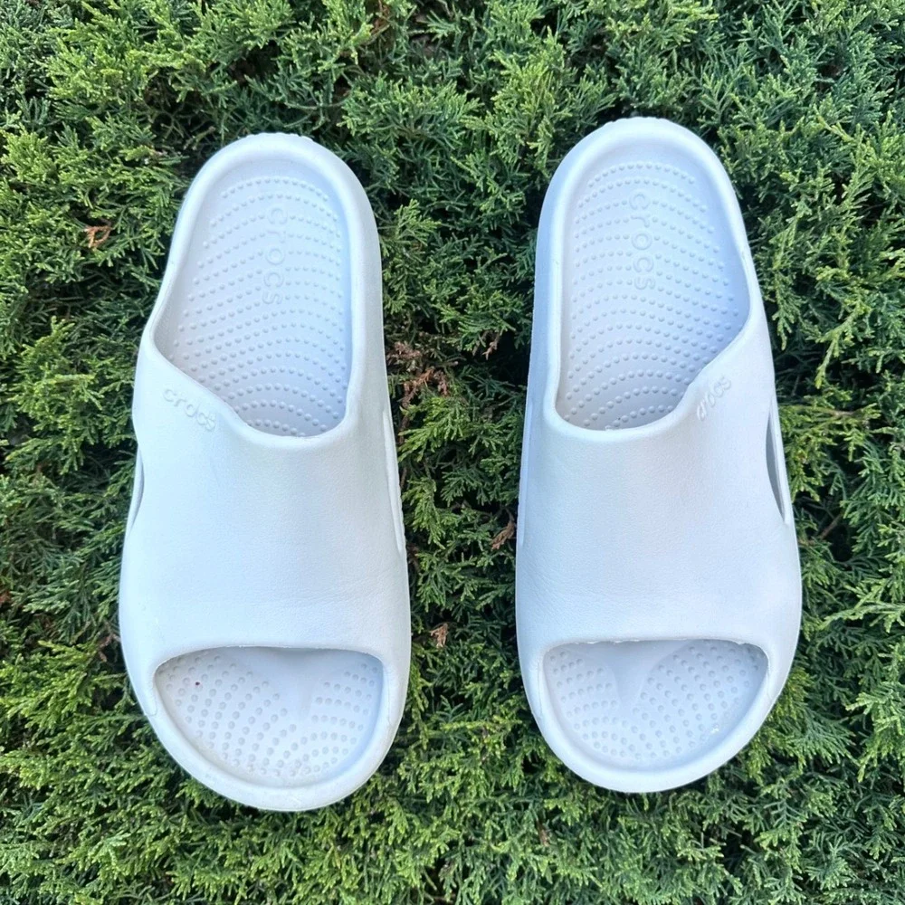Crocs Mellow Recovery‎ Slides Unisex Size M8 W10 Comfort Sandals Color Bone